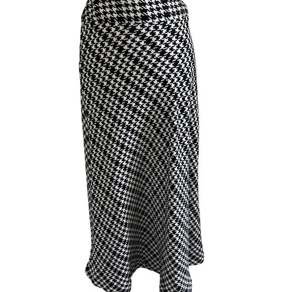 East 5th Maxi Skirt Houndstooth Black White SZ10 Classic Preppy A-Line - Picture 4 of 8